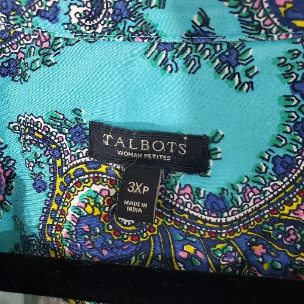 TALBOTS Poplin Paisley Woman's Blouse Size 3XP - Picture 3 of 5